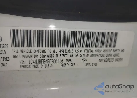 2014 Jeep Patriot Latitude из США, поврежденный, VIN 1C4NJRFB4ED760710